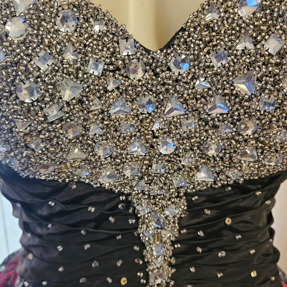 Petrovitch & Robinson Paris Halter Ball Gown Rhinestone Corset Black Pink 6/8 - Picture 4 of 7
